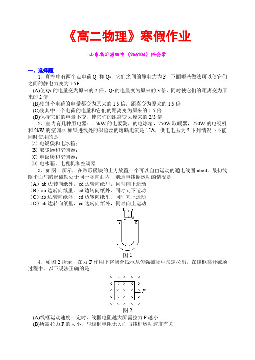 《高二物理》寒假作业.doc