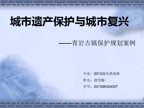 城市遗产保护与城市复兴案例分析——青岩古镇