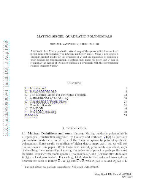 Mating Siegel Quadratic Polynomials