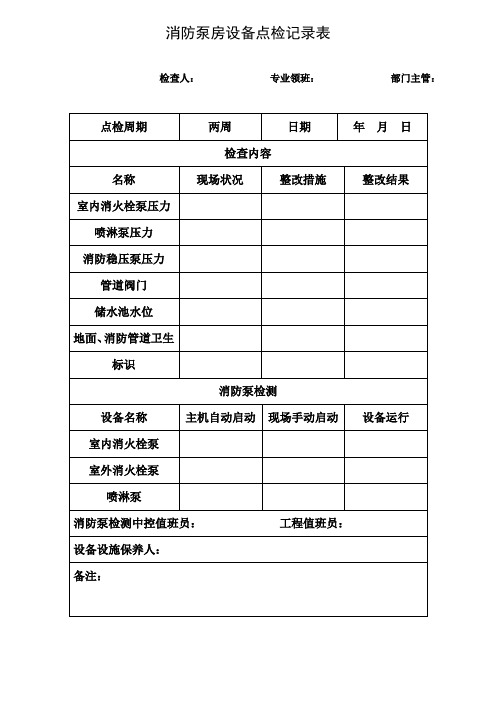 消防泵房设备点检记录表a-a 07号