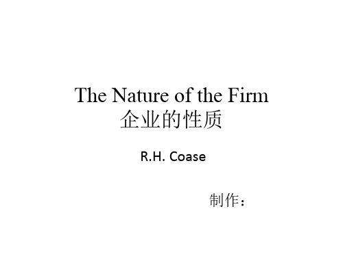 The Nature of the Firm