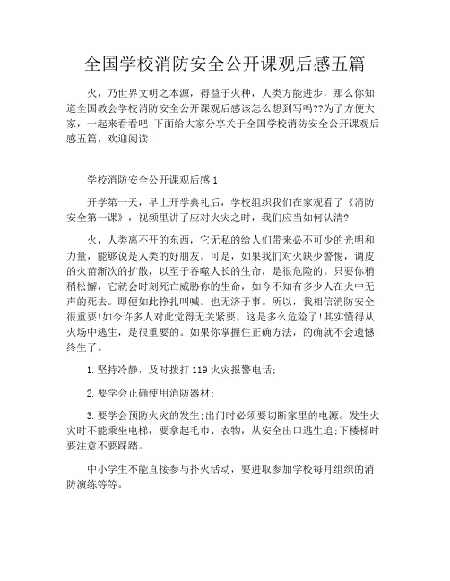 全国学校消防安全公开课观后感五篇