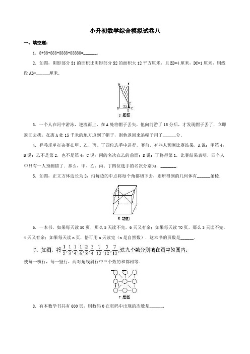 小升初数学综合模拟试卷八