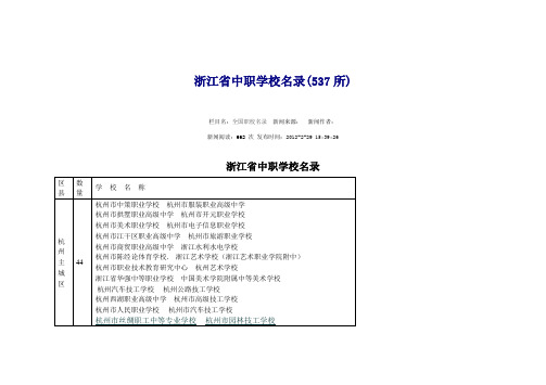 浙江省中职学校名录