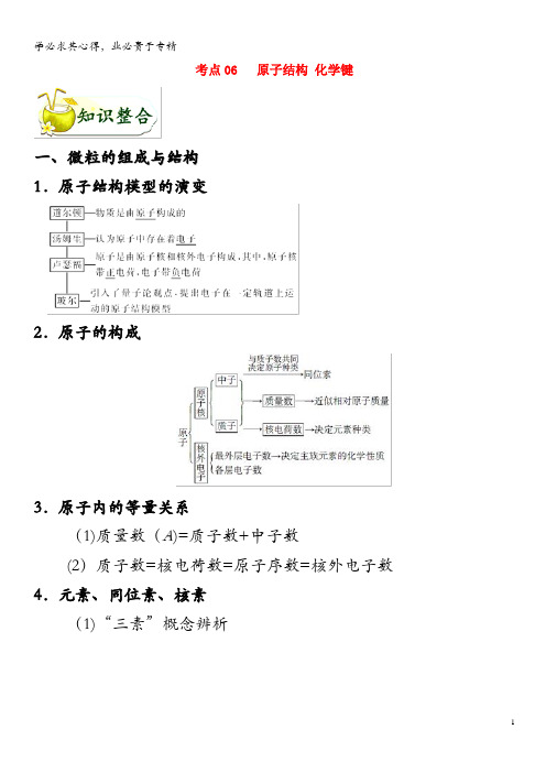 备战2020年高考化学 考点一遍过06 原子结构 化学键(含解析)
