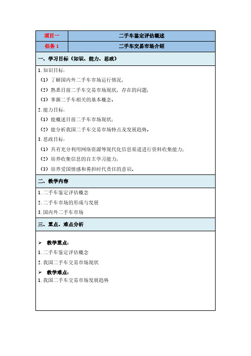 第1次课教案 二手车交易市场介绍