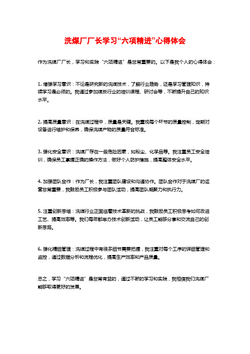 洗煤厂厂长学习“六项精进”心得体会