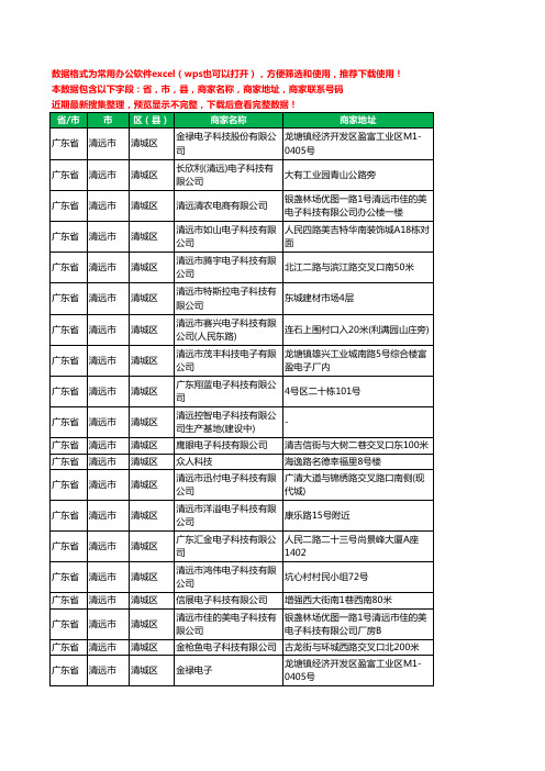 2020新版广东省清远市清城区电子科技有限公司工商企业公司商家名录名单黄页联系电话号码地址大全22家