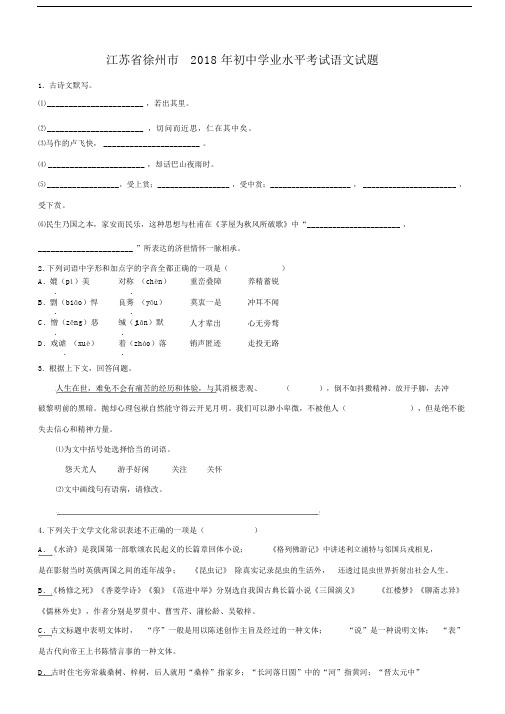 江苏省徐州市2018年中考语文试题原卷版解析版.docx