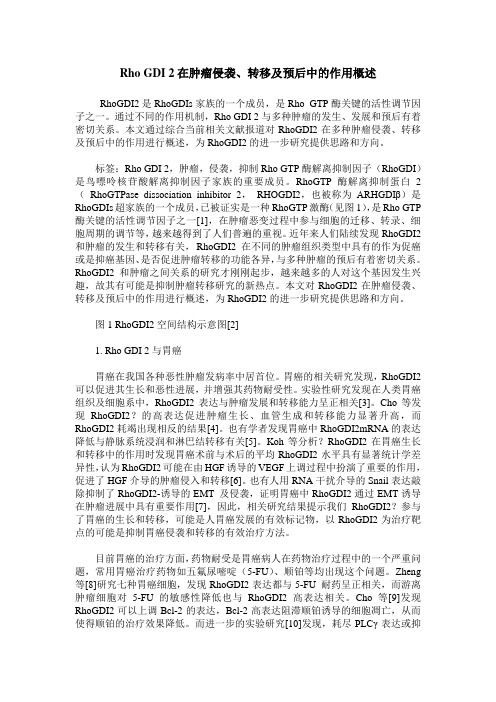 Rho GDI 2在肿瘤侵袭、转移及预后中的作用概述