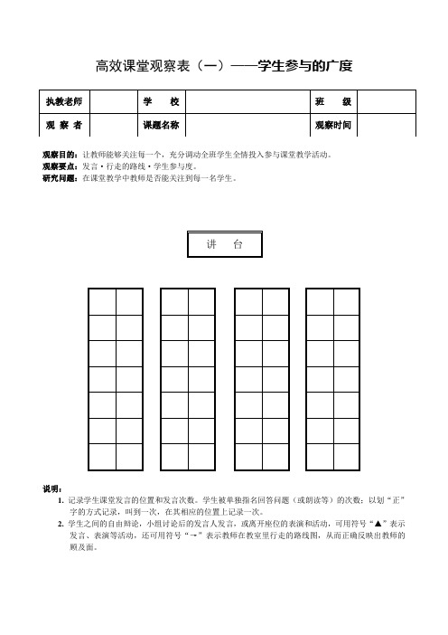 课堂观察表一