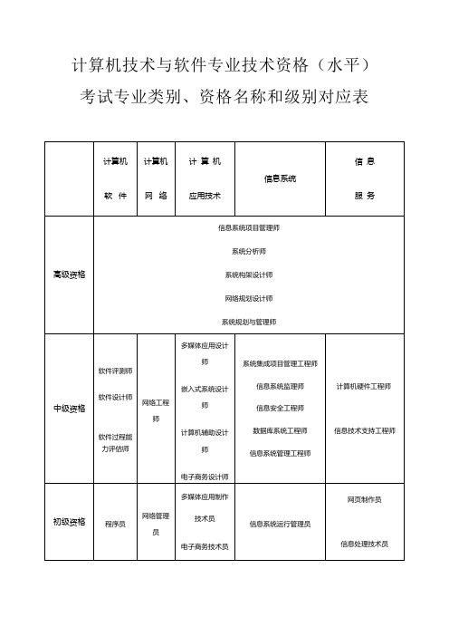 国家IT职称大全