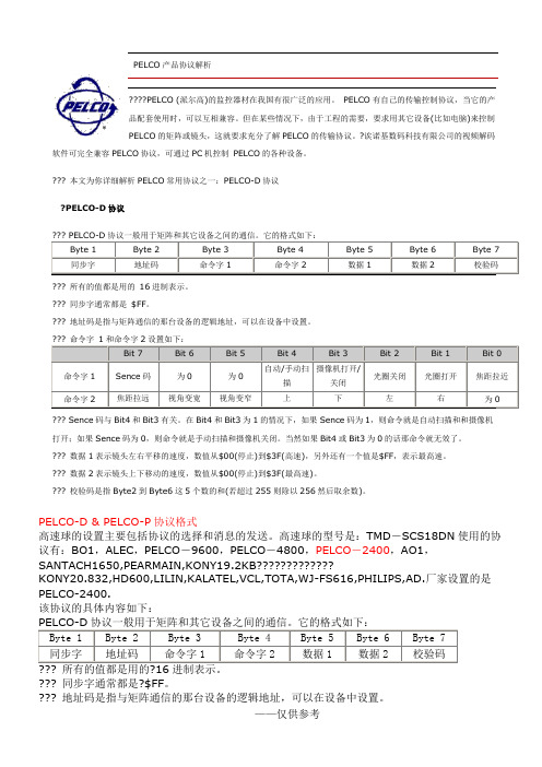 几种云台控制协议