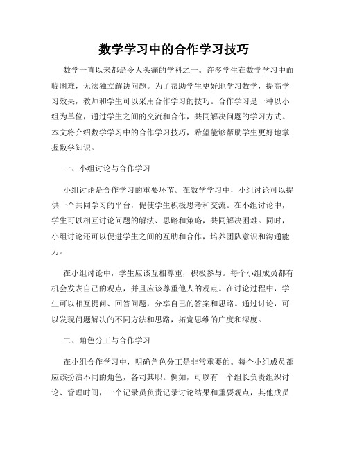 数学学习中的合作学习技巧