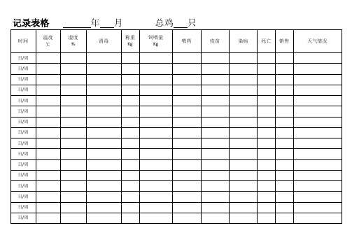 养鸡记录表格