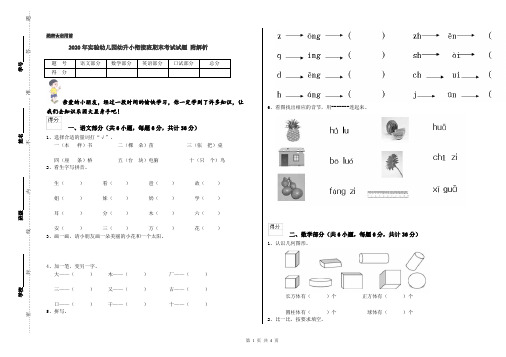 2020年实验幼儿园幼升小衔接班期末考试试题 附解析