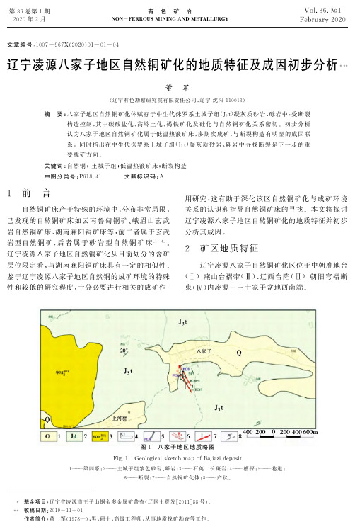 辽宁凌源八家子地区自然铜矿化的地质特征及成因初步分析