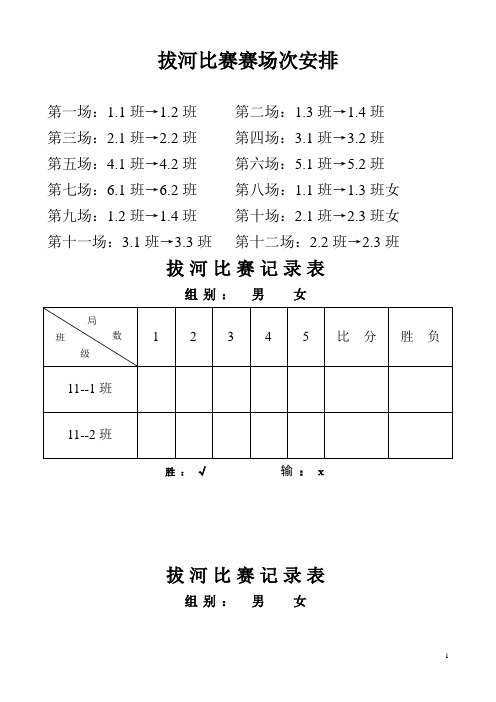 拔河比赛场次安排