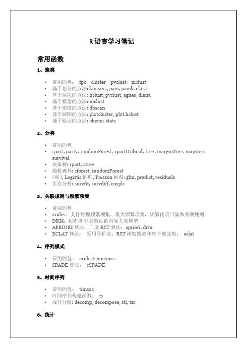 R语言笔记——常用函数、统计分析、数据类型、数据操作、帮助、安装程序包、R绘图