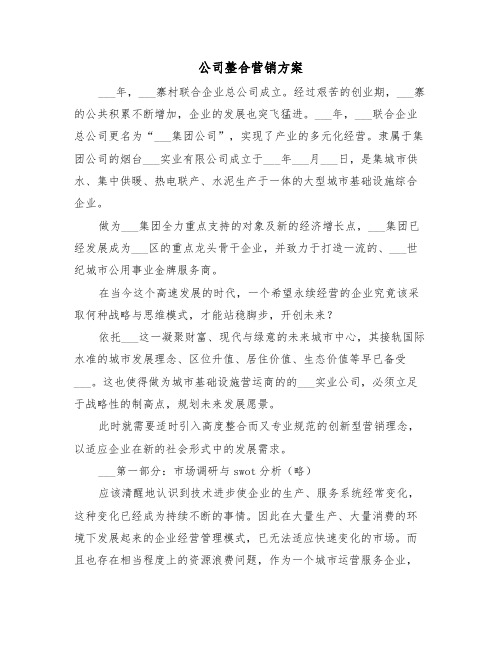 公司整合营销方案（3篇）