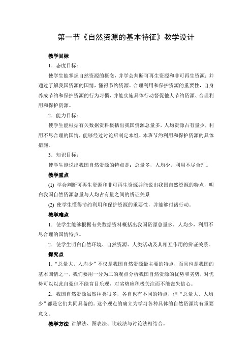 教学设计1：自然资源的基本特征