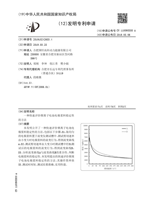 一种快速评价锂离子电池电极浆料稳定性的方法[发明专利]