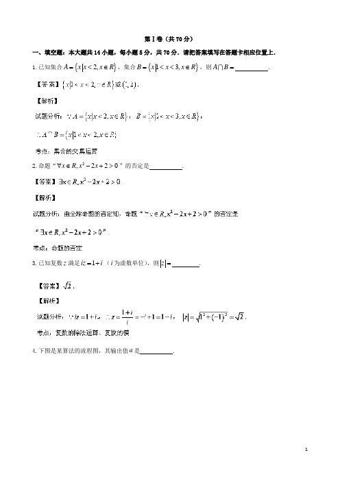 江苏省南京市高三数学9月学情调研考试试题 理 新人教A版