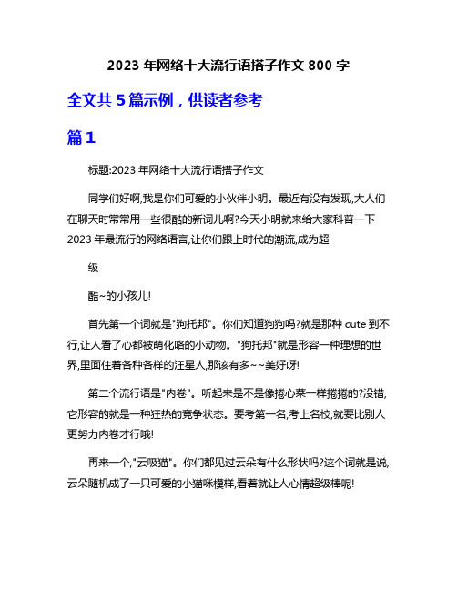 2023年网络十大流行语搭子作文800字