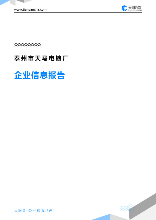 泰州市天马电镀厂企业信息报告-天眼查