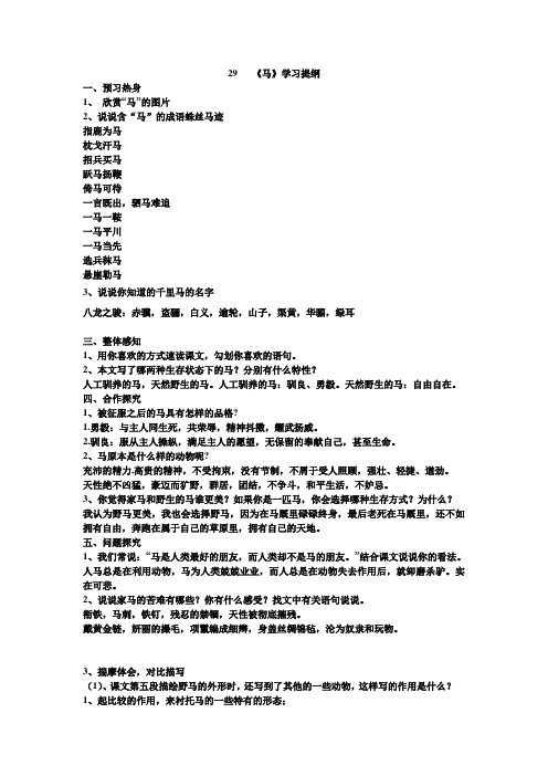 29 《马》学习提纲