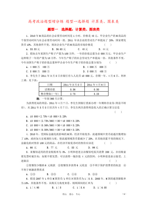 高考政治题型增分练 题型一选择题 计算类、图表类