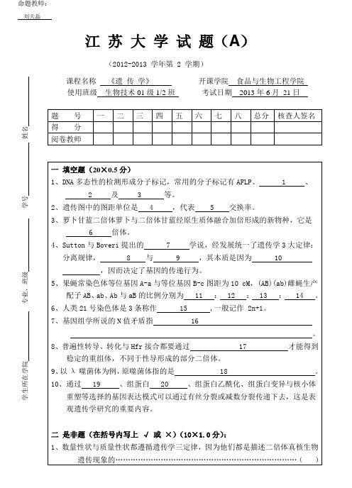 江苏大学试卷共页