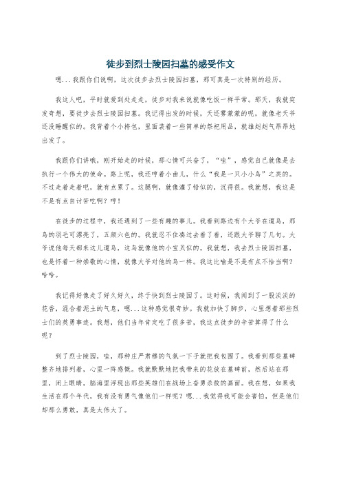 徒步到烈士陵园扫墓的感受作文