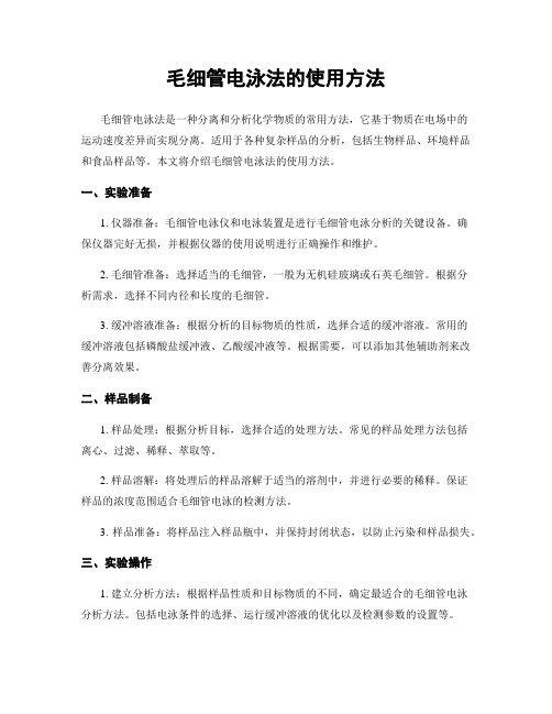 毛细管电泳法的使用方法