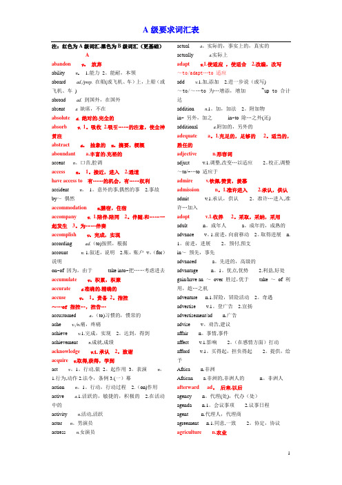 英语考级     a级词汇完整版