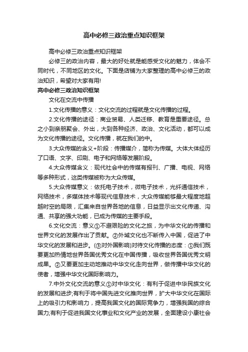 高中必修三政治重点知识框架