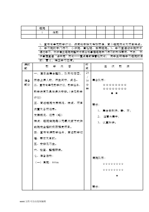 田径技术课全套教案