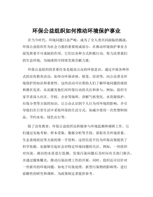 环保公益组织如何推动环境保护事业