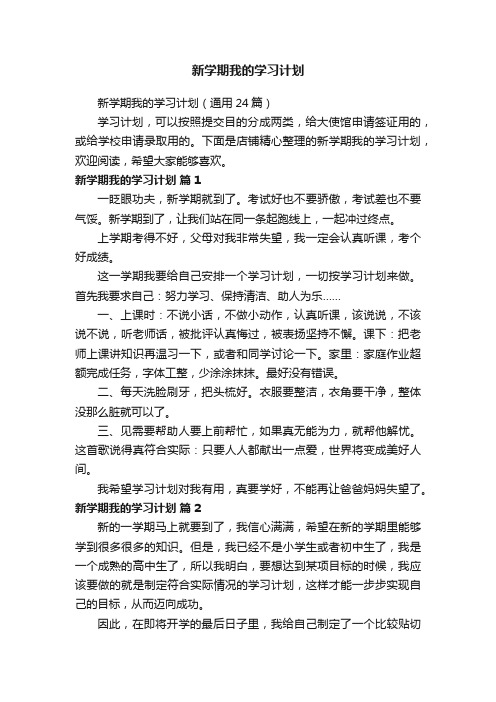 新学期我的学习计划