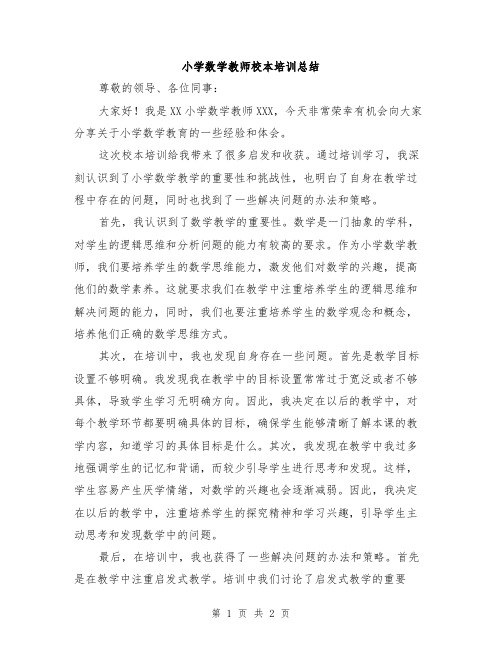 小学数学教师校本培训总结