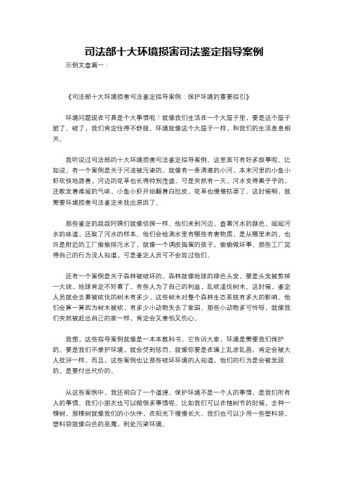 司法部十大环境损害司法鉴定指导案例