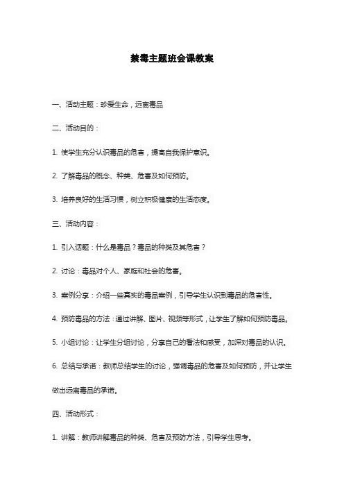 禁毒主题班会课教案