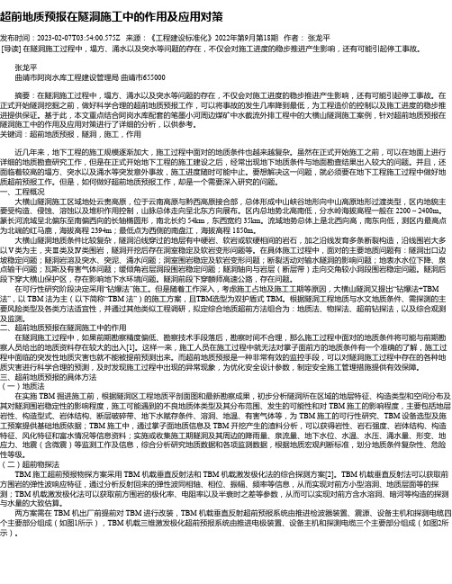 超前地质预报在隧洞施工中的作用及应用对策