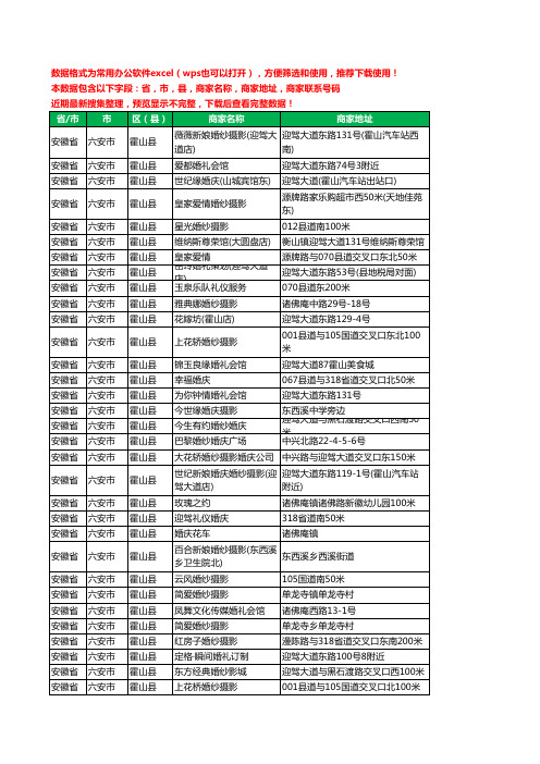 2020新版安徽省六安市霍山县婚庆公司工商企业公司商家名录名单联系电话号码地址大全32家