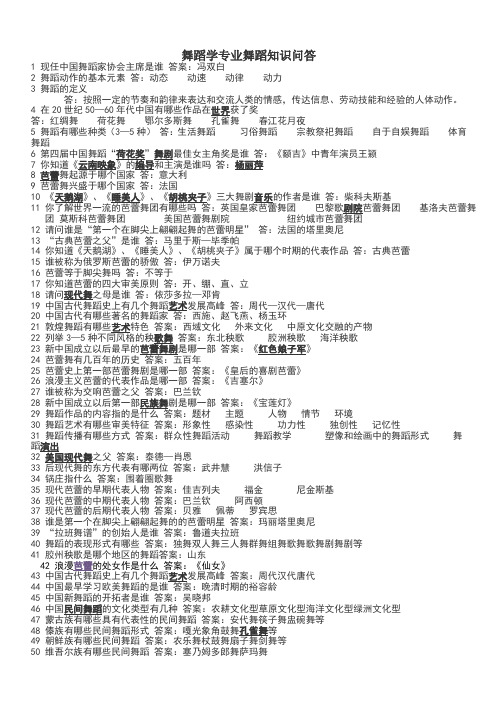 舞蹈学专业舞蹈知识问答100题