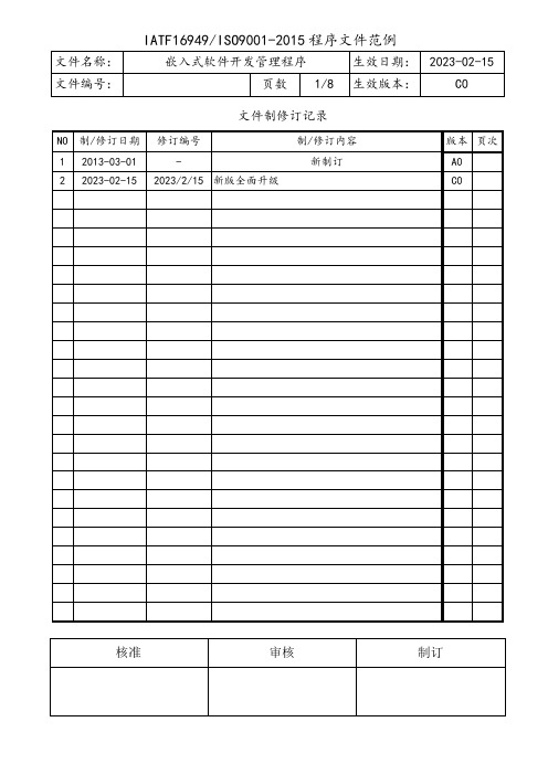 嵌入式软件开发管理程序