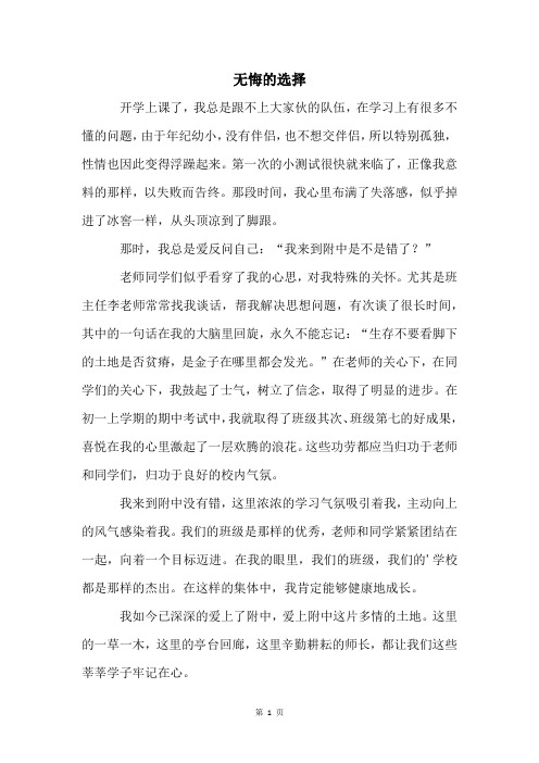 无悔的选择