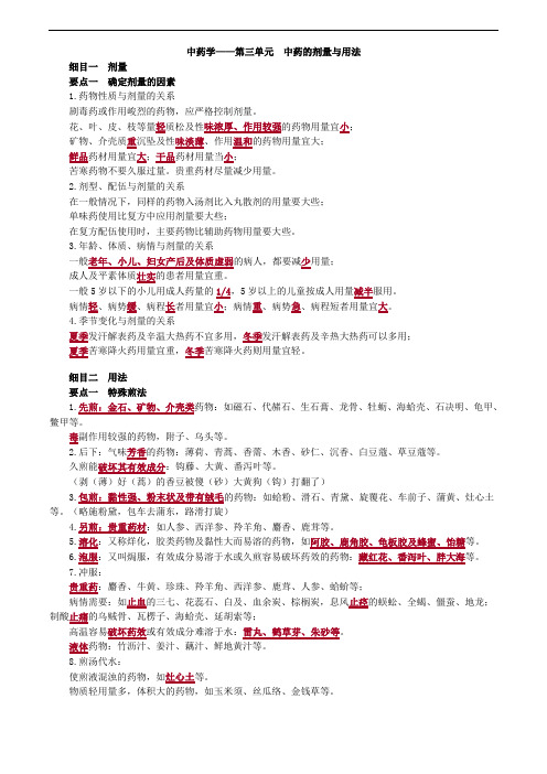 2019主管中药师-基础知识讲义--中药学--第三单元 中药的剂量与用法