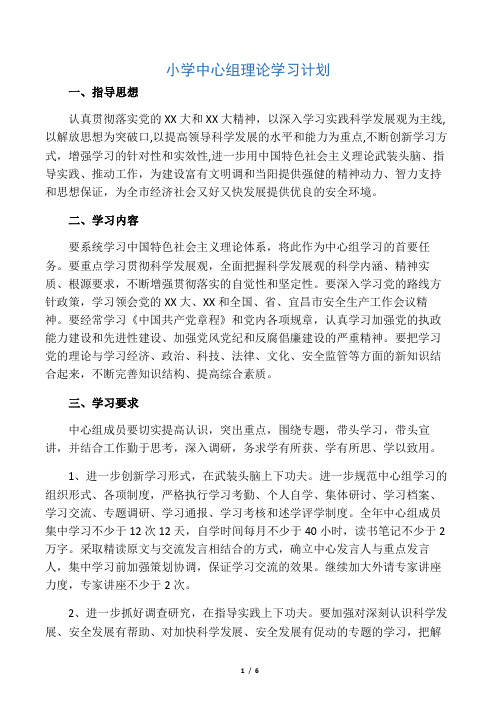 小学中心组理论学习计划