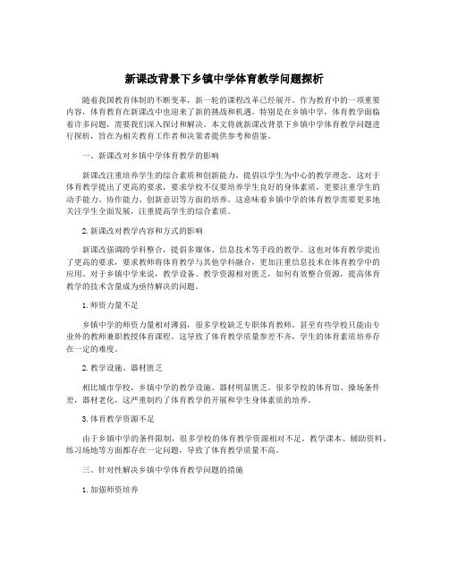 新课改背景下乡镇中学体育教学问题探析